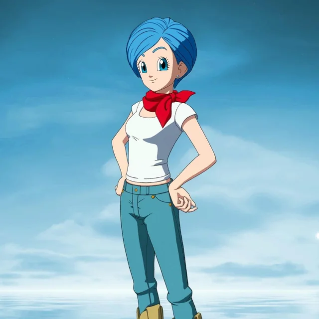 Bulma con equipo Capsule Corp